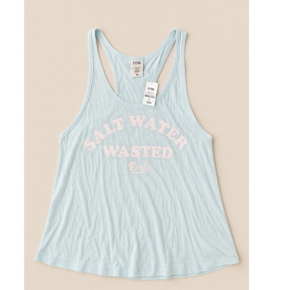 PINK Victoria's Secret Salt Water Wasted Racerback Tank Top Light Blue Size M